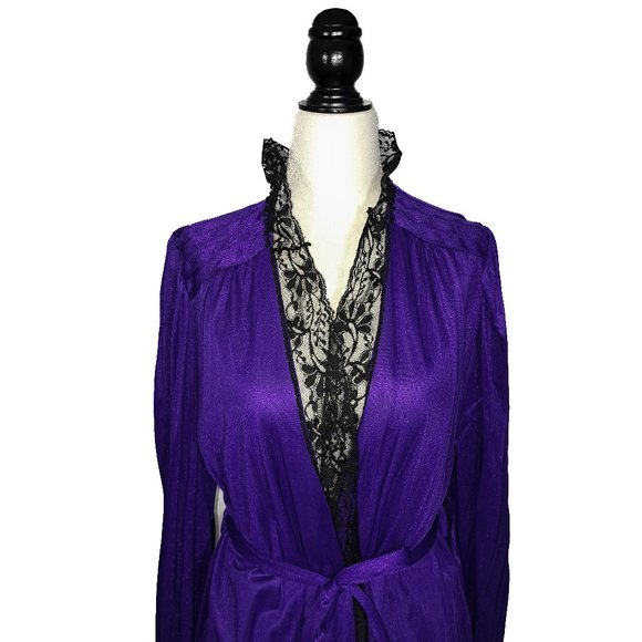 Purple Sheer Nylon Lace Robe Vintage New! - Picture 1 of 7